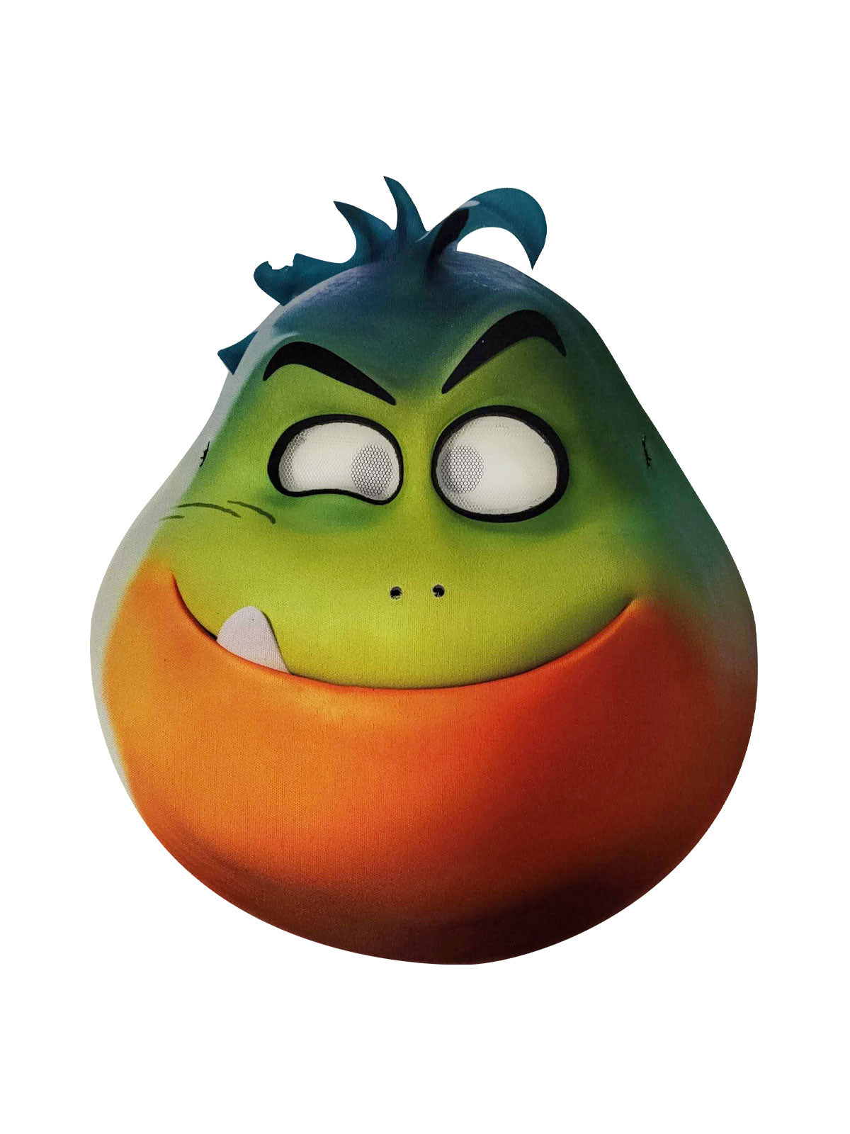 Mr Piranha 3D foam mask with green face, orange jaw and big white eyes