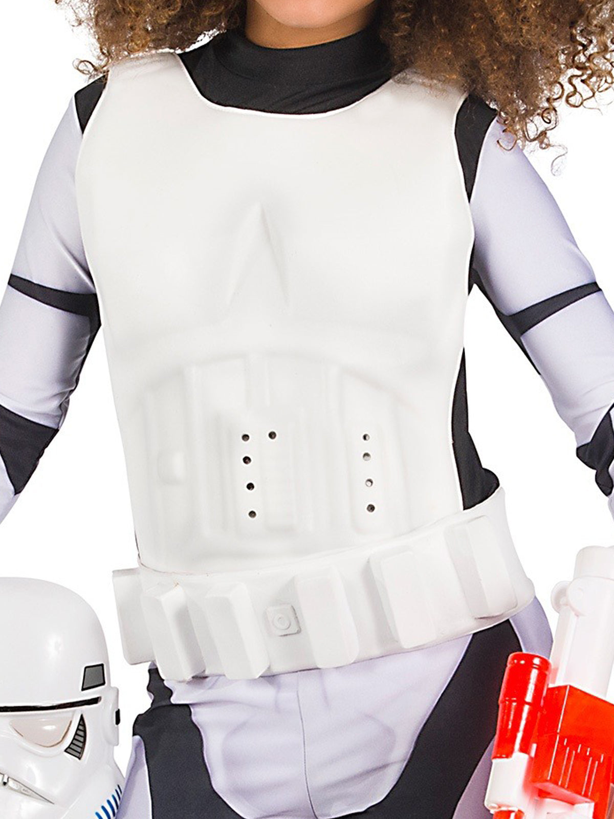 Close-up of the Stormtrooper jumpsuit's moulded foam chest armour and belt