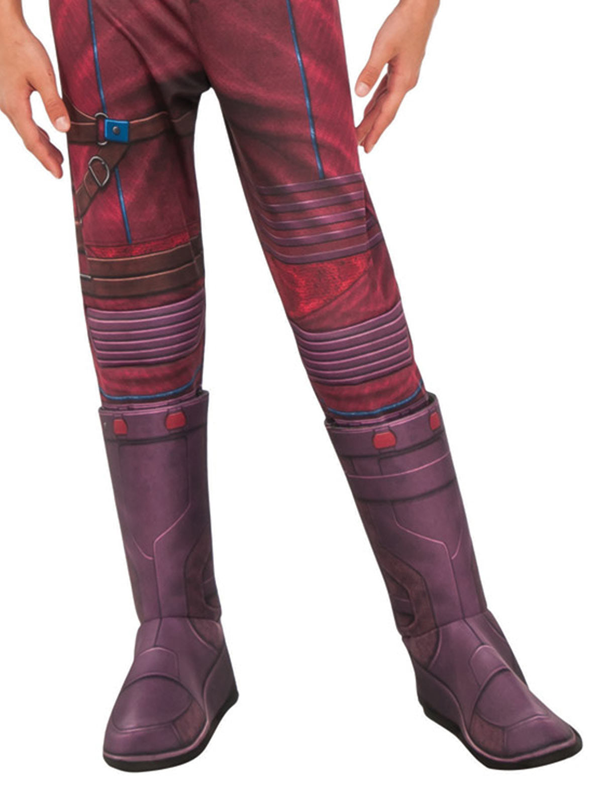 Close-up of the Nebula Deluxe red printed legs with attached 3D boot tops