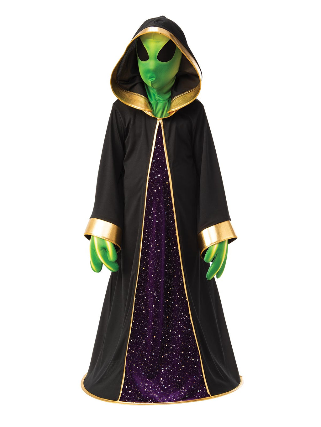 Child standing in the floor-length alien robe with hoop hem for a floating effect