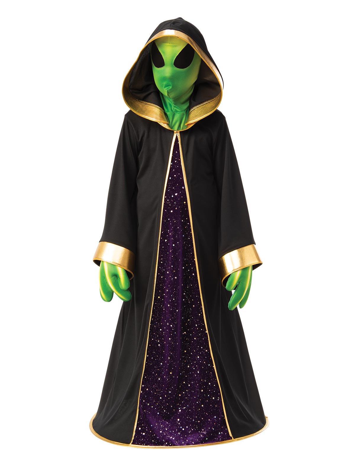 Child standing in the floor-length alien robe with hoop hem for a floating effect