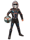 Child in a Taskmaster hooded muscle jumpsuit with moulded chest pieces, gauntlets, boot tops and skull mask