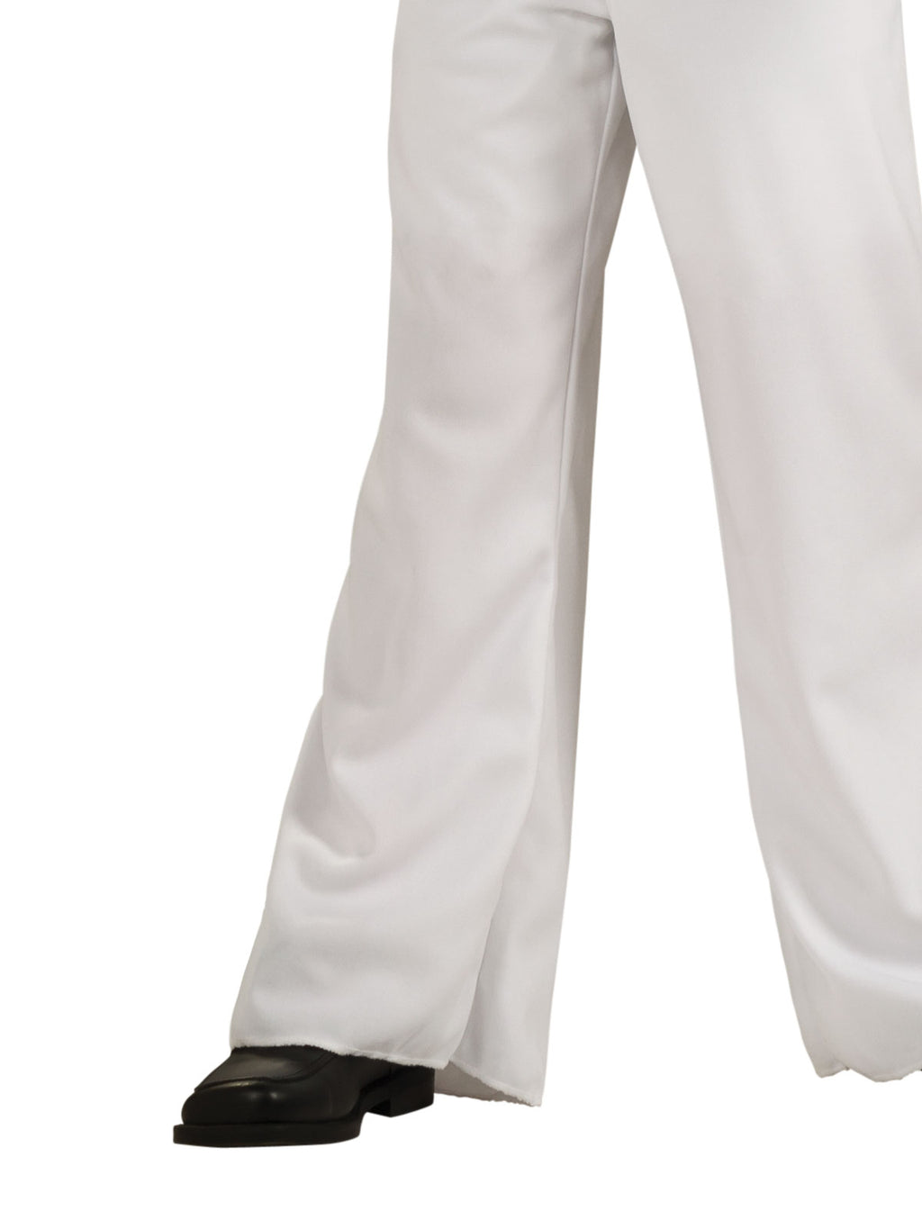 Close-up of the Elvis costume's white flared jumpsuit legs