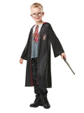 Boy in the Harry Potter Photoreal robe with a printed mock shirt, grey jumper and Gryffindor tie