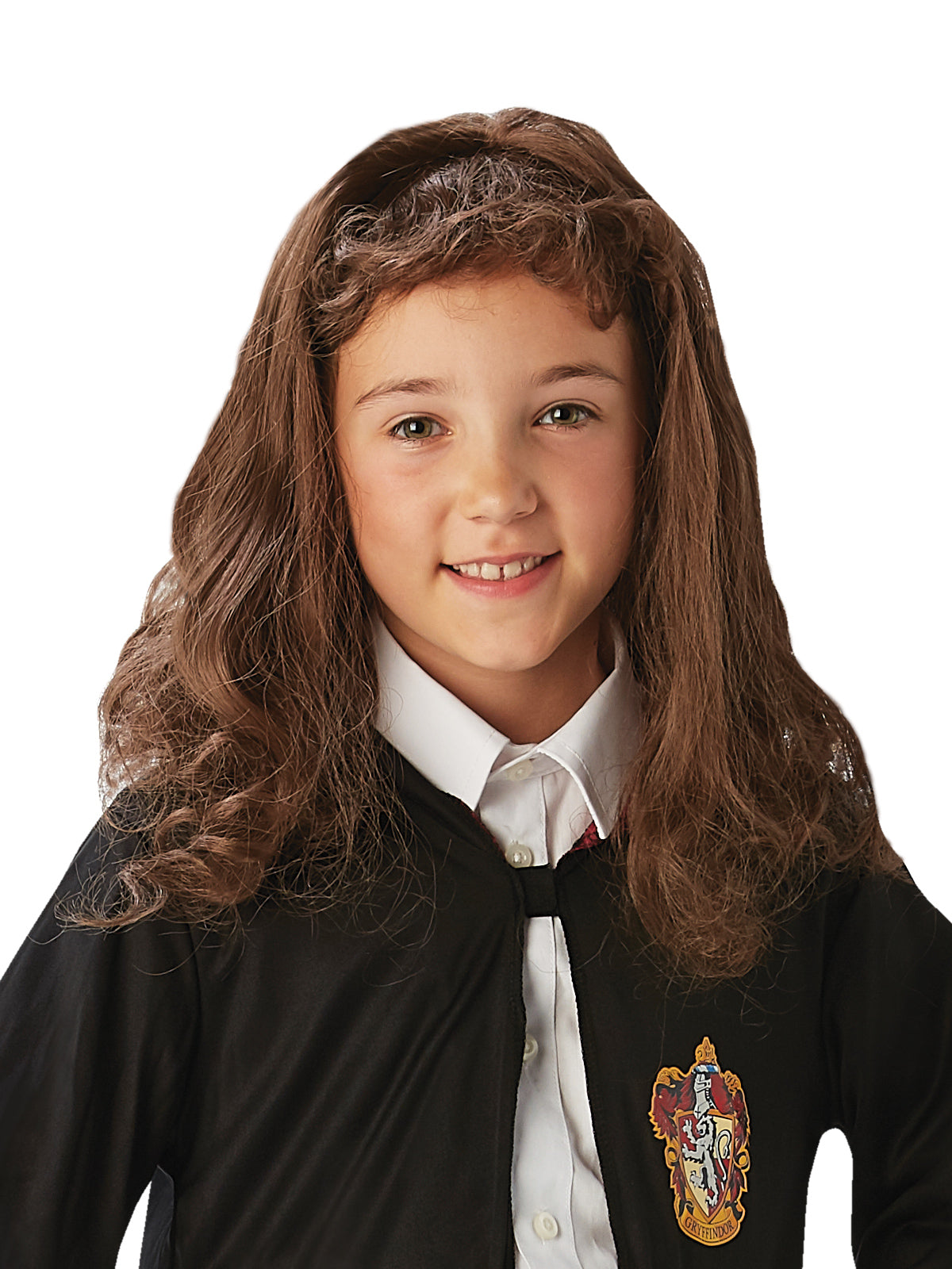 Girl wearing the long wavy auburn Hermione Granger wig