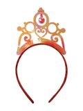 Snow White iridescent tiara with a red apple pendant on a red headband