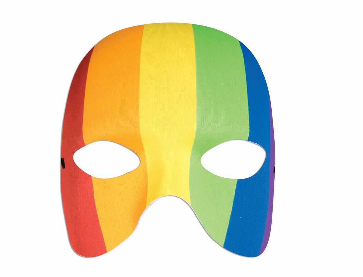 Rainbow striped half mask with cut-out eyes