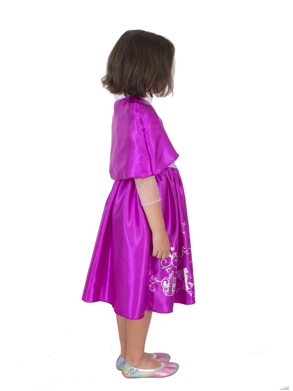Side view of the Rapunzel Deluxe Cloak Costume, Child