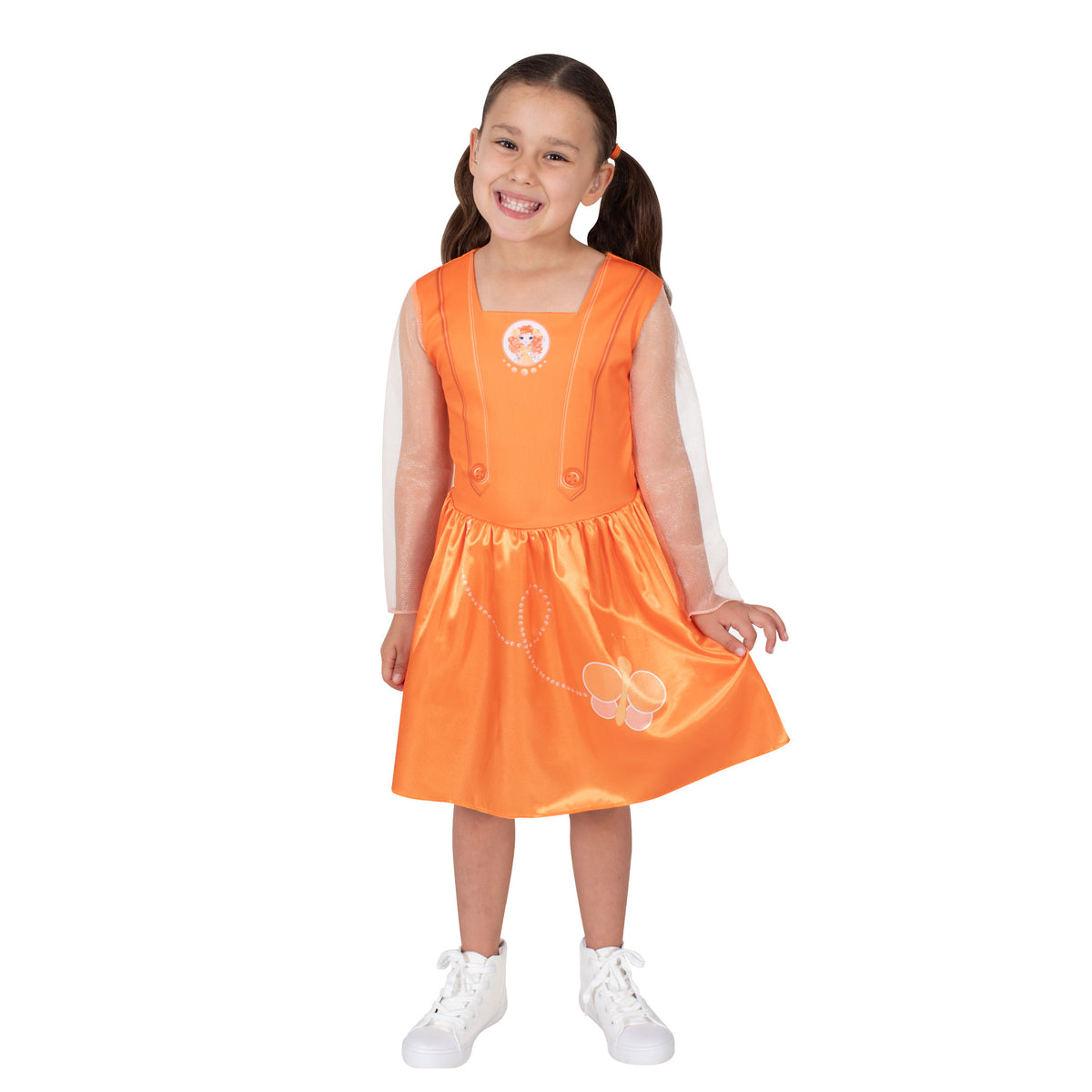 Girl in the Emma Memma short dress, hands clasped