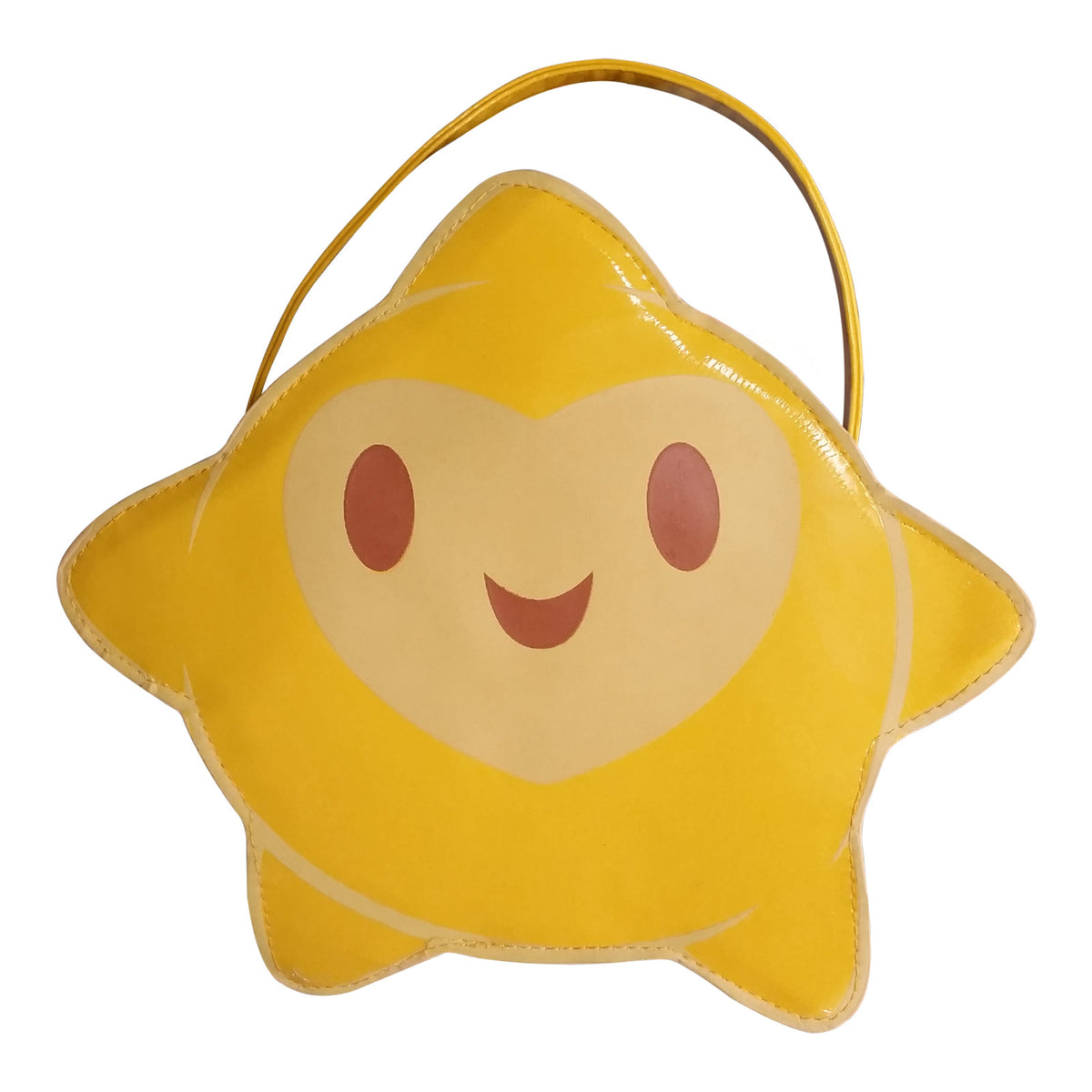 Yellow Wishing Star shaped accessory bag with smiling face and handle
