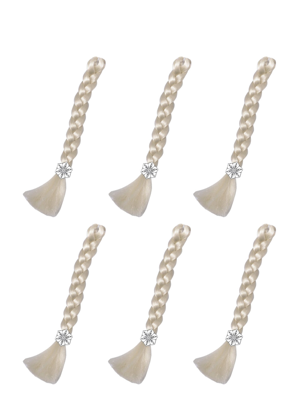 Pack of six white-blonde Elsa-style plaits laid out together