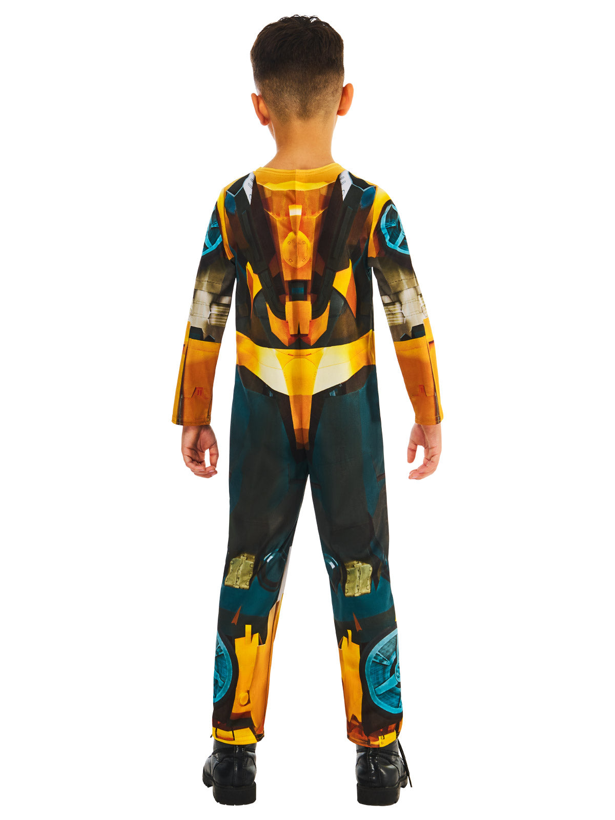 Back view of the Bumble Bee Transformers Costume, Child