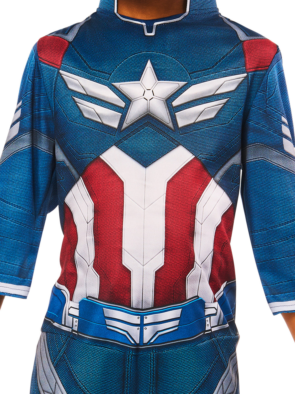 Close-up of the Captain America Brave New World printed bodice with metallic star