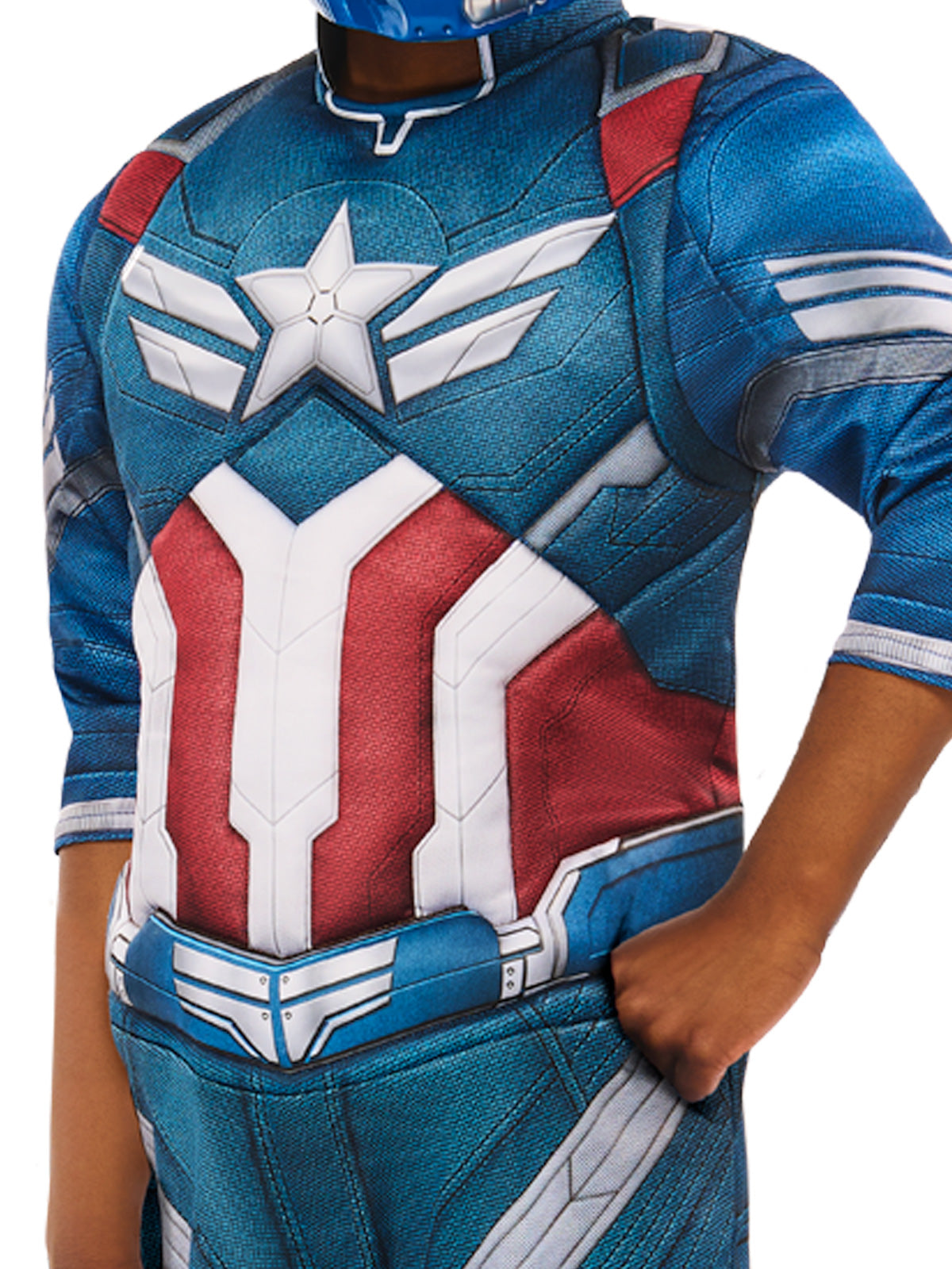 Close-up of the deluxe Captain America suit's foam-padded chest with foil star