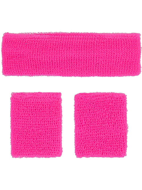 Pink neon sweatbands, alternate view