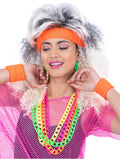 Neon orange 80s headband sweatband and matching wristbands