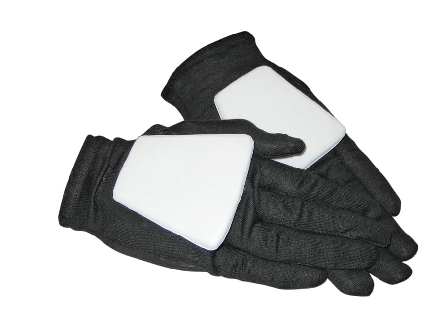 Pair of black Obi Wan Kenobi gloves with white panels on the back