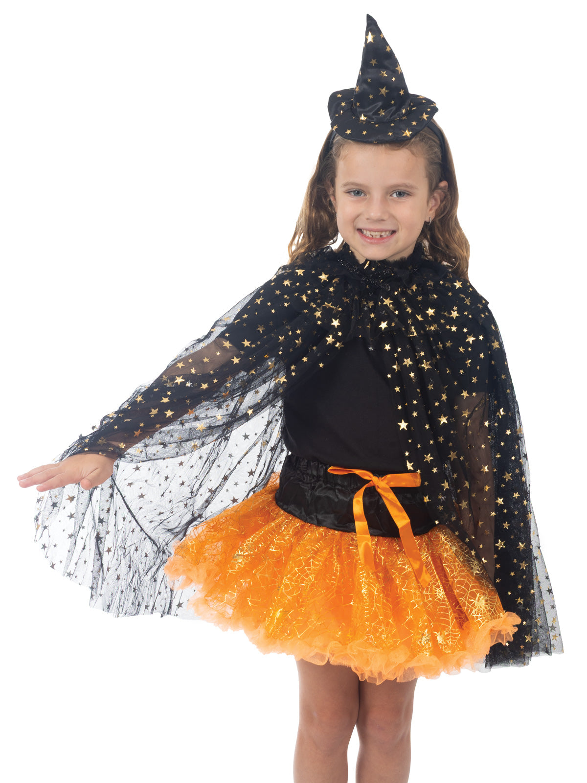 Witch Black & Gold Star Cape - Child