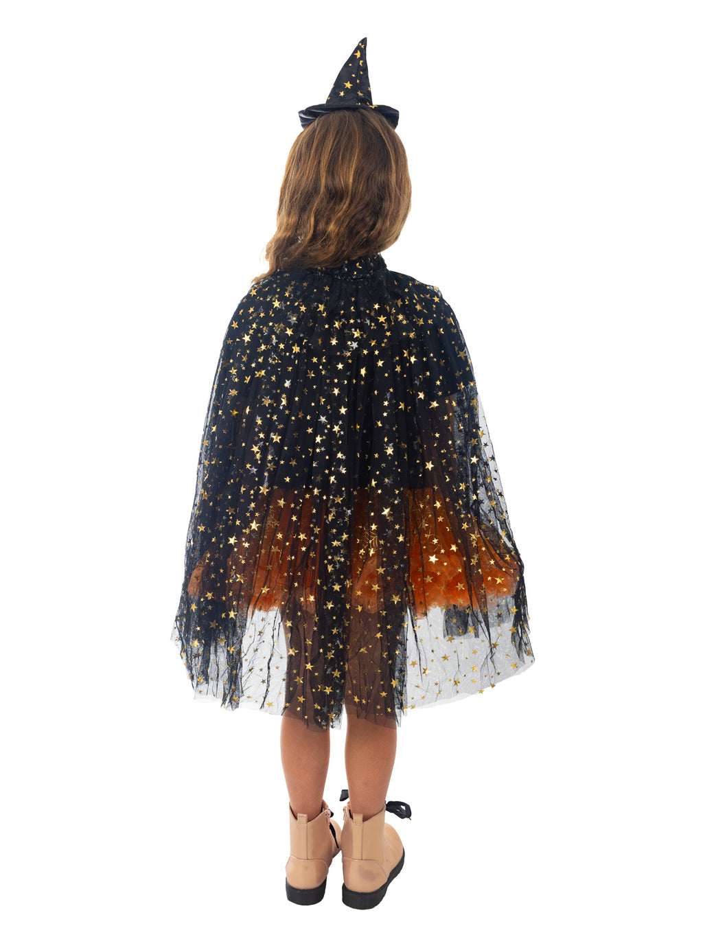 Witch Black & Gold Star Cape - Child