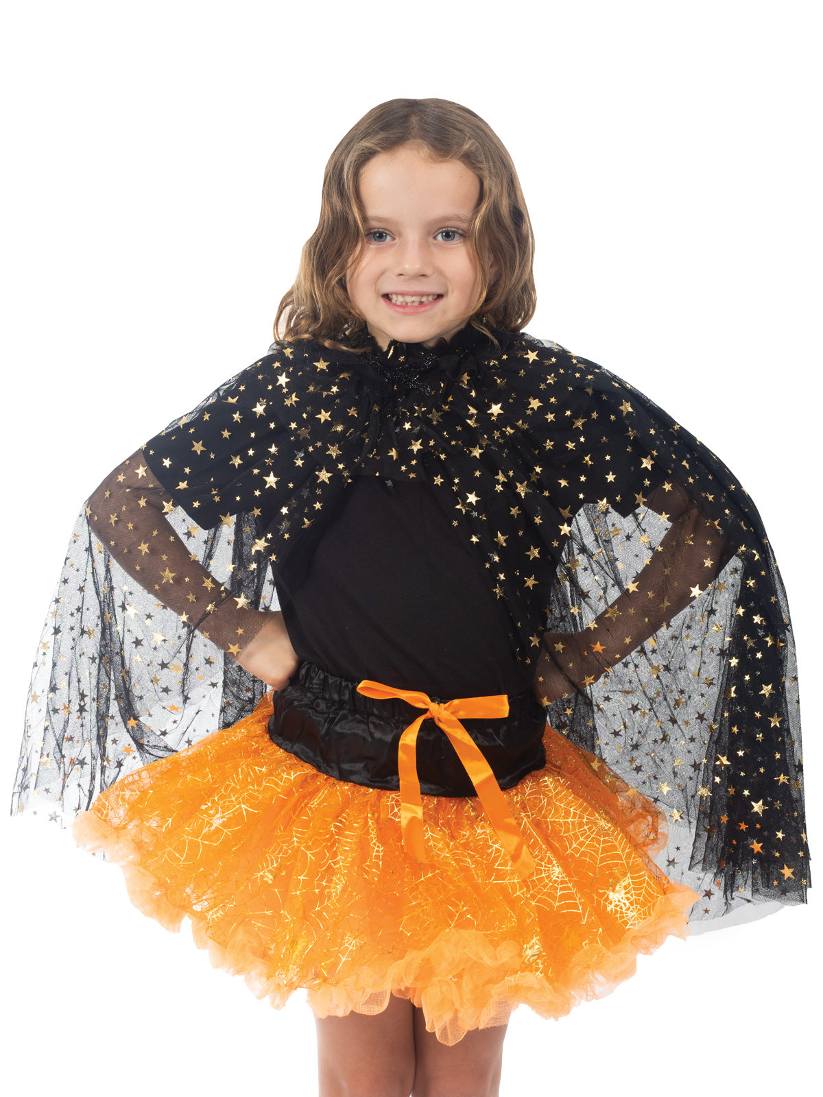 Witch Black & Gold Star Cape - Child