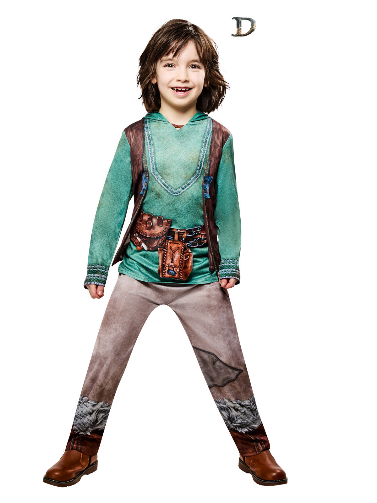 Boy in a Hiccup How to Train Your Dragon hooded jumpsuit with printed jacket, belt and pouch (boots not included)