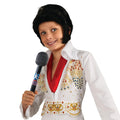 Person in an Elvis costume holding the toy Elvis microphone