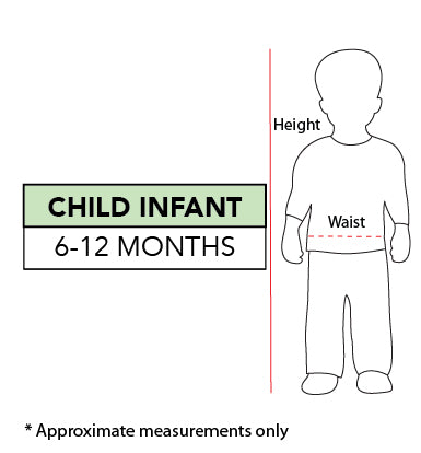 Size chart for the 101 Dalmatians Deluxe Costume, Child (infant size)
