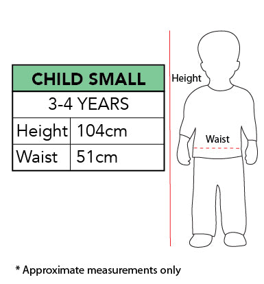 Size chart for the 101 Dalmatians Deluxe Costume, Child (small size)