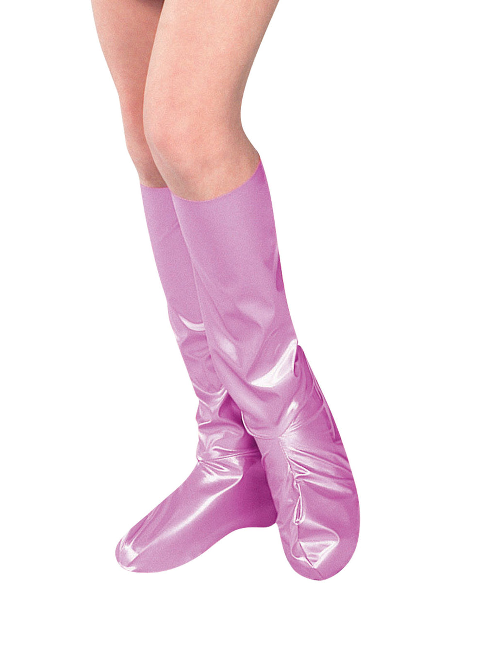 Close-up of the Daphne costume's shiny purple boot tops