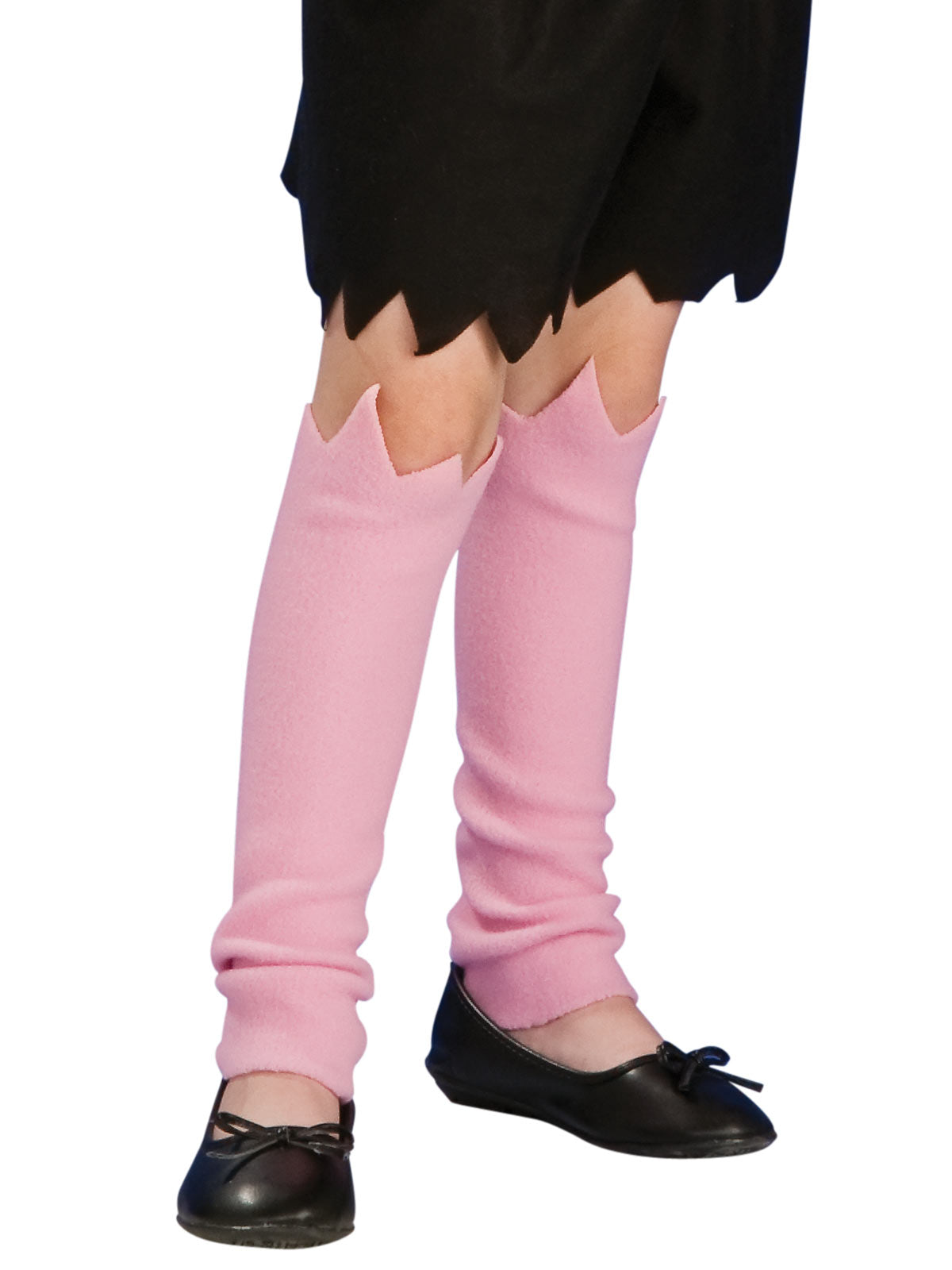 Close-up of the Pebbles pink leg warmers with jagged tops