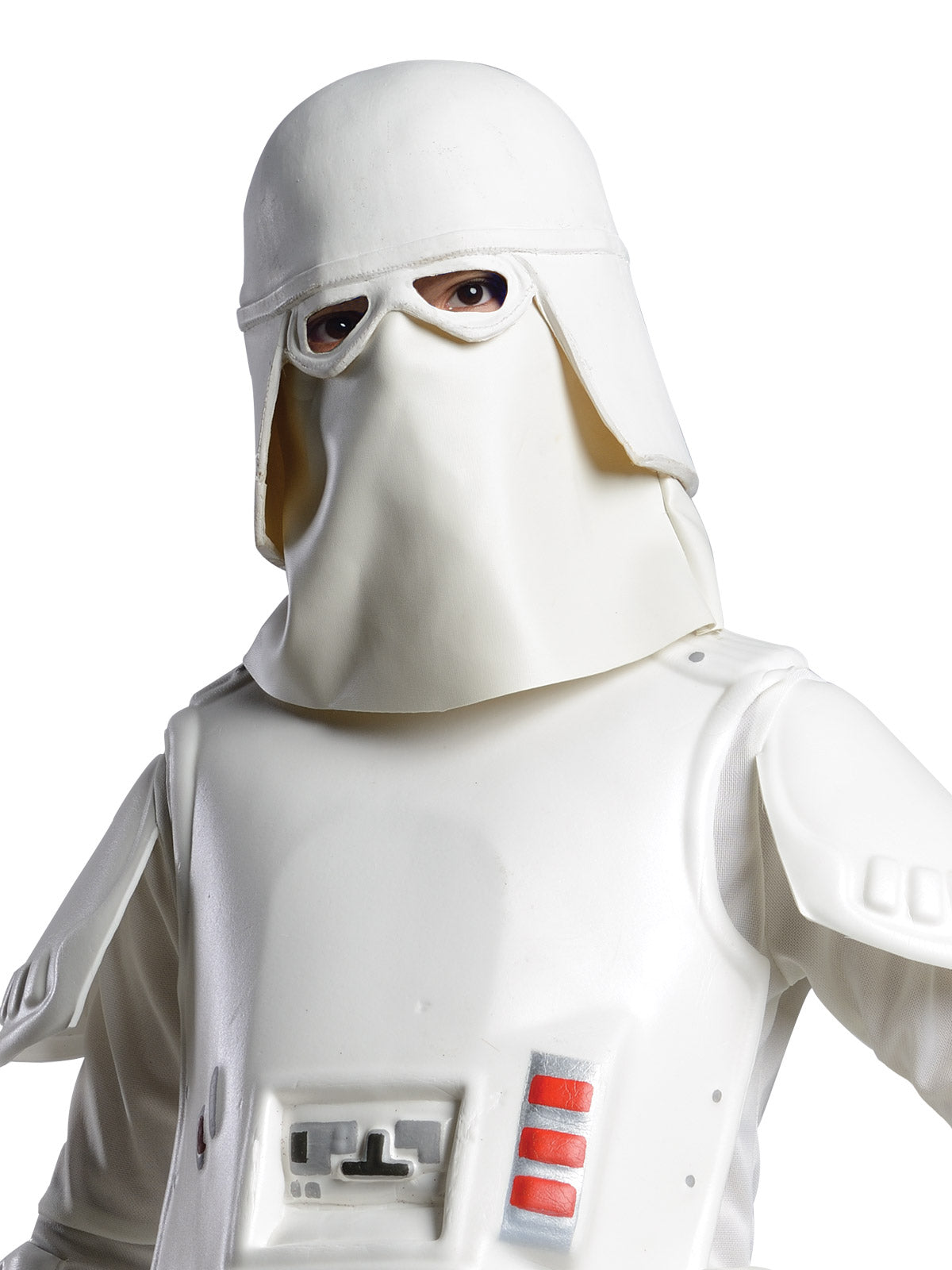 Close-up of the Snowtrooper hooded mask and moulded chest armour with control panel