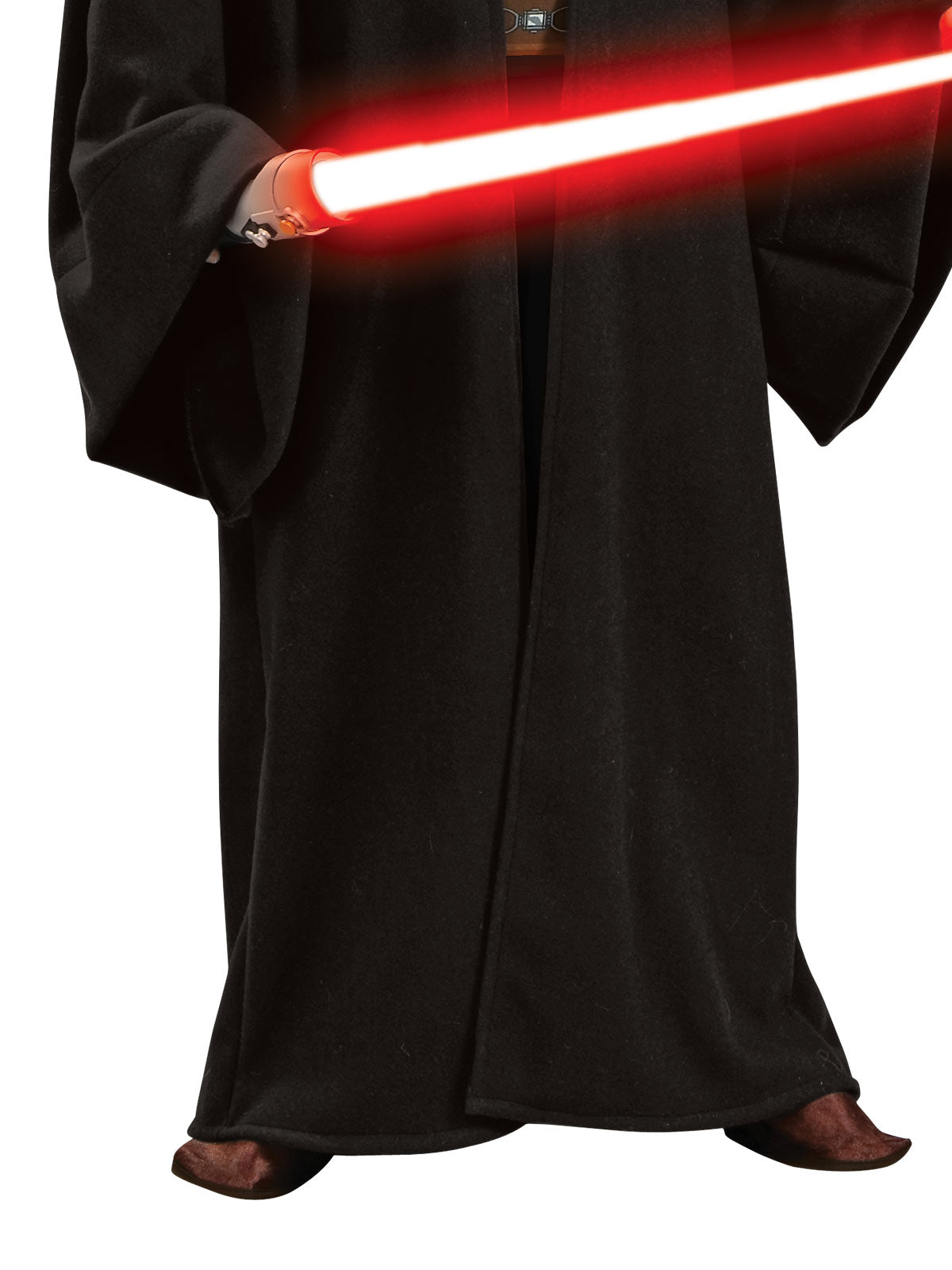 Close-up of the long black Sith robe and wide sleeves