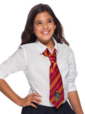 Girl wearing the maroon and gold striped Gryffindor tie