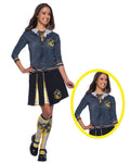 Printed Hufflepuff costume top with cardigan and tie design, teen and adult size