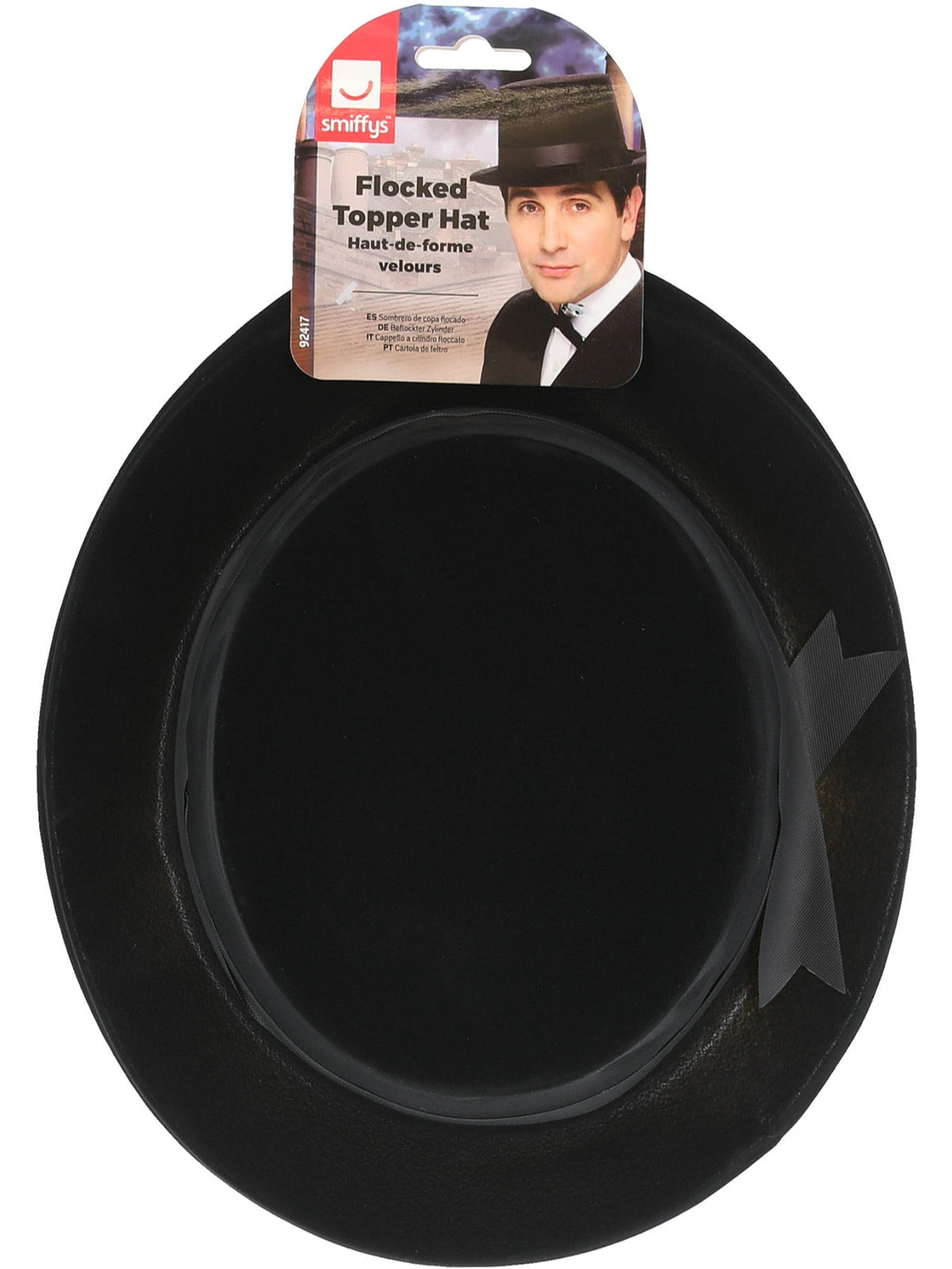 Flocked topper hat in its retail packaging