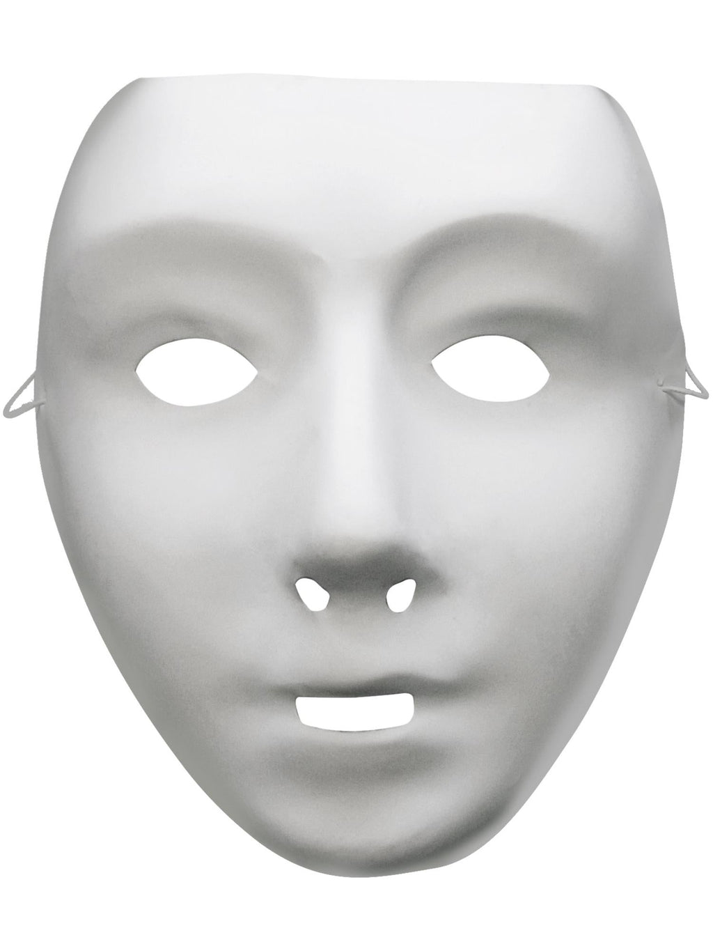 White full-face robot mask with cut-out eyes and mouth