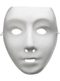 White full-face robot mask with cut-out eyes and mouth