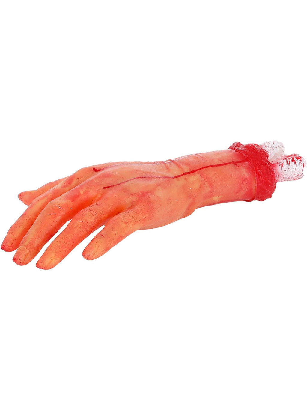 Severed gory hand prop shown on its own