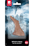 Flesh-coloured warty witch's nose on elastic in its retail packaging
