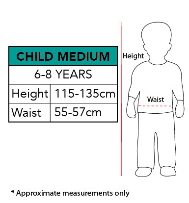 Size chart for the Bunny Rabbit Costume, Child