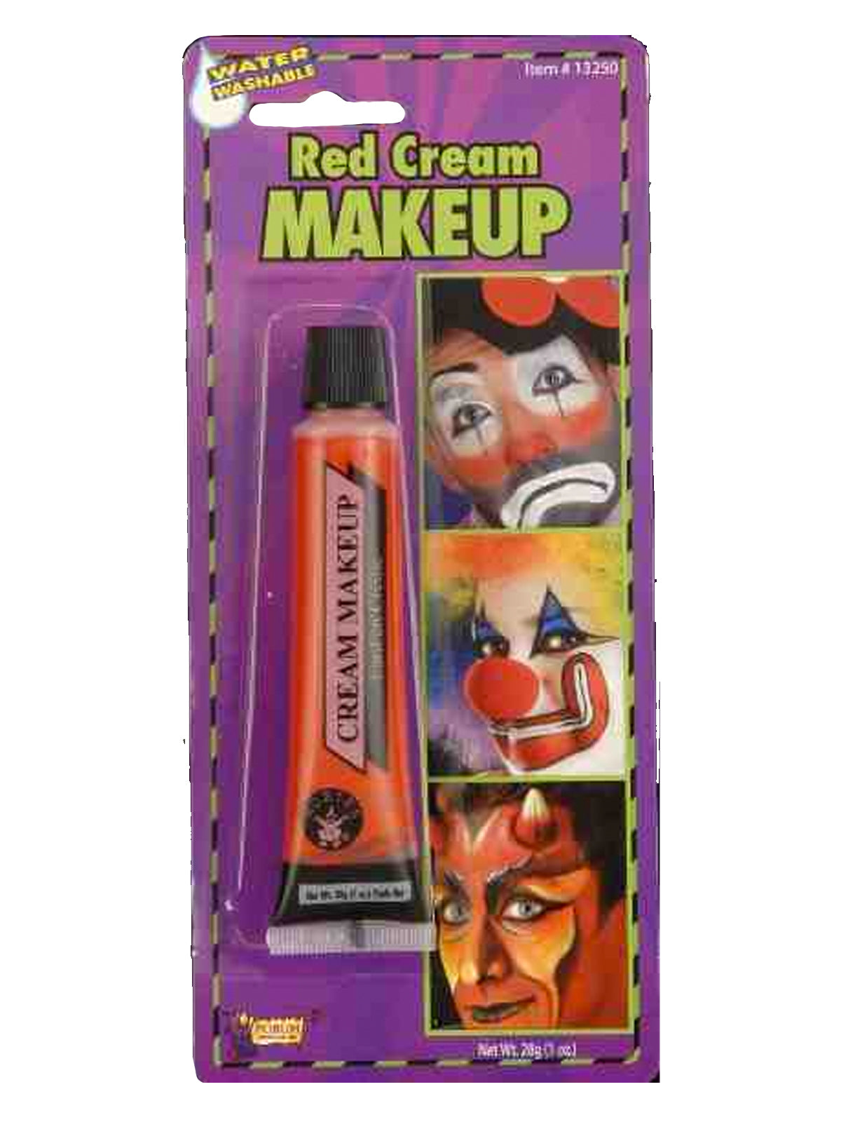 Tube of red creme face make-up in its retail packaging