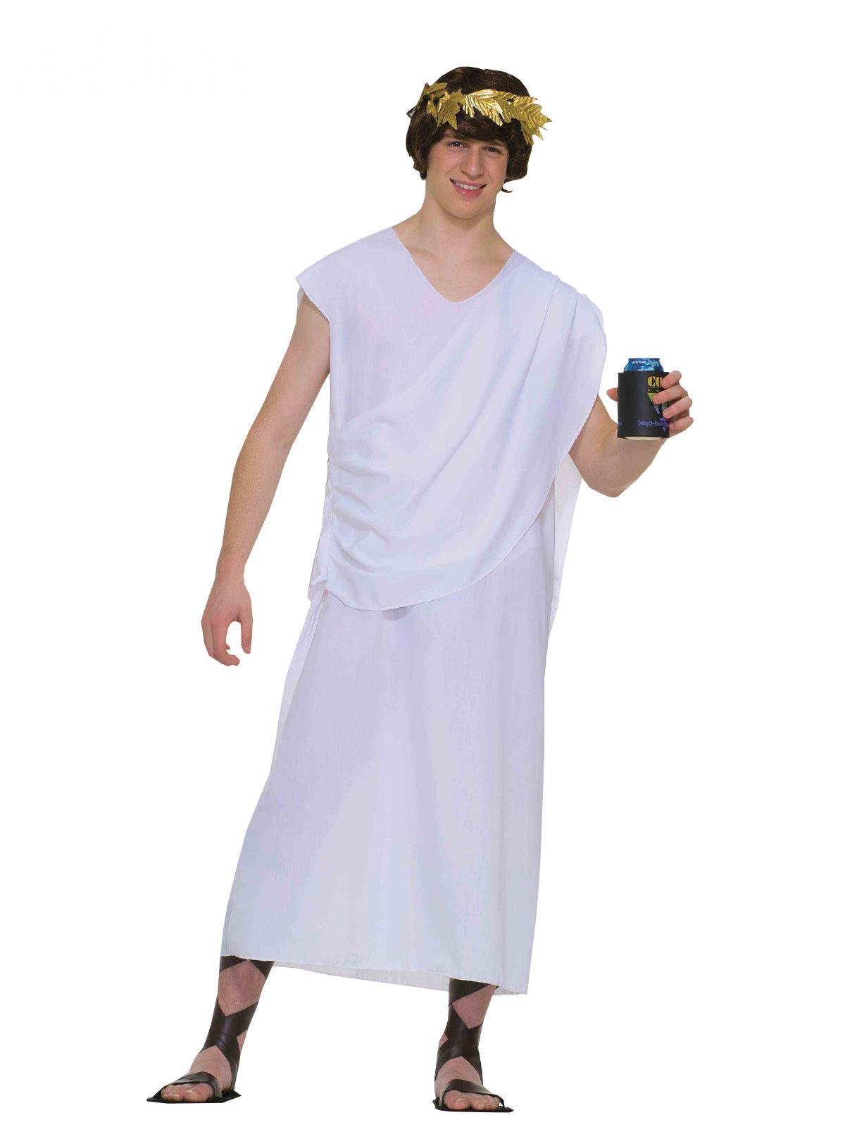 Teen wearing the white wrap-around Roman toga costume