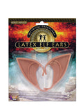 Pair of pointed skin-coloured latex elf ears in retail packaging