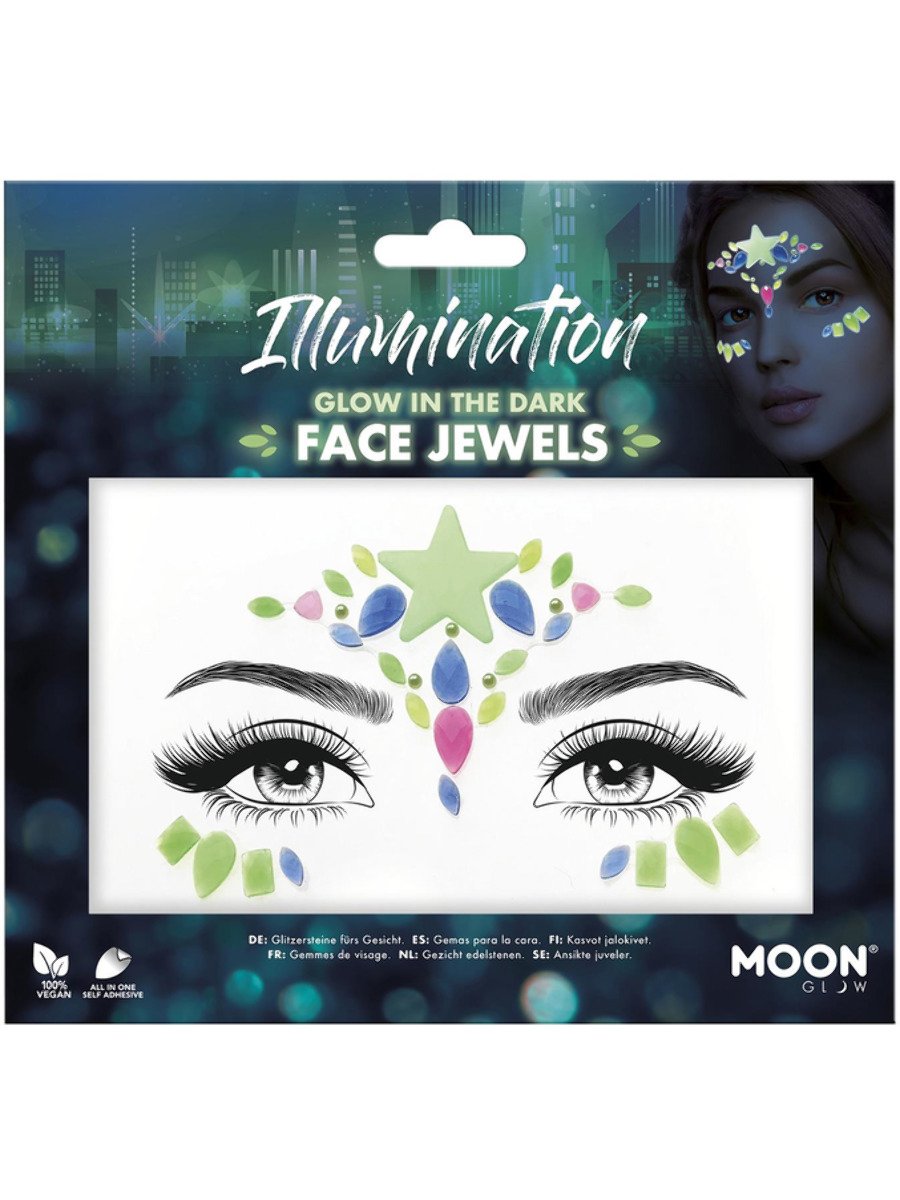 Illumination glow face jewels in their packaging