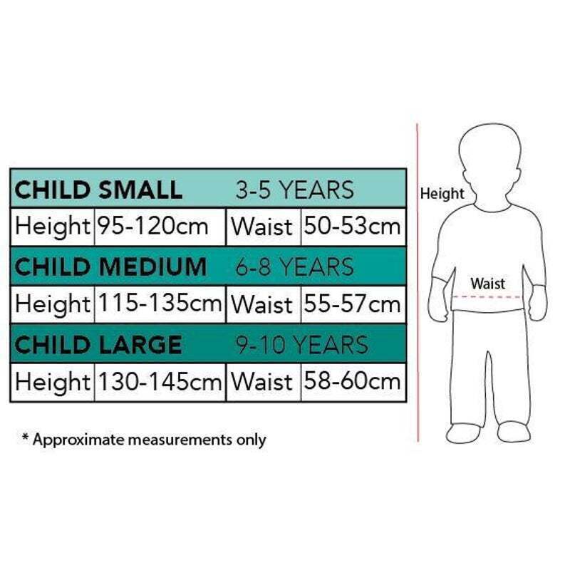Size chart for the Mandalorian Deluxe Costume, Child